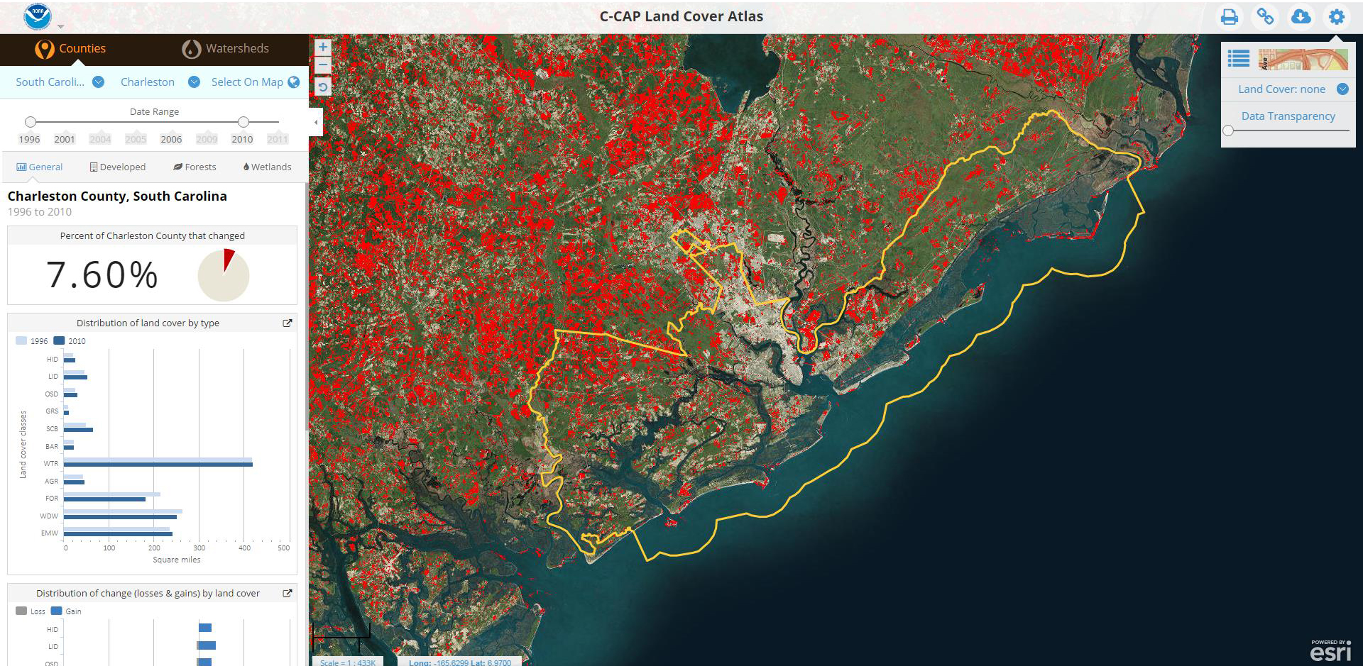Screenshot of Land Cover Atlas Tool