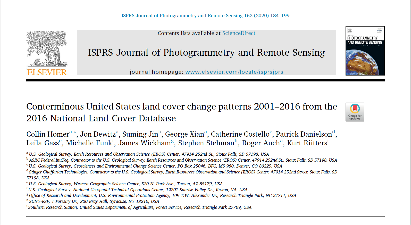 New NLCD 2016 Results Paper Published
