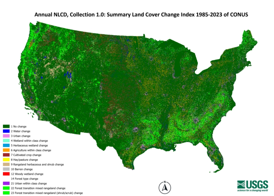Map of Land Cover Change Index for CONUS