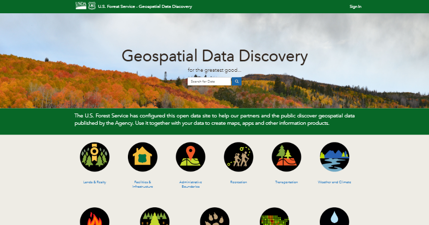 Preview of Forest Service's Geo-spatial Data Discovery Website
